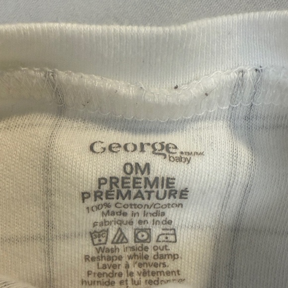 George - set of 3 premie Footies/Footed sleepers - Grey, White, and Checkered - Picture 2 of 7